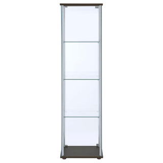Bellatrix 4-shelf Clear Glass Curio Cabinet Cappuccino