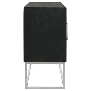 Borman 4-door Wood Accent Cabinet Walnut and Black