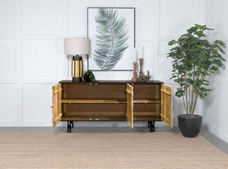 Aminah 3-door Wood Accent Cabinet Natural and Black