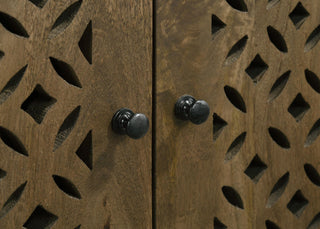 Zaria 2-door Wood Trellis Accent Storage Cabinet Brown