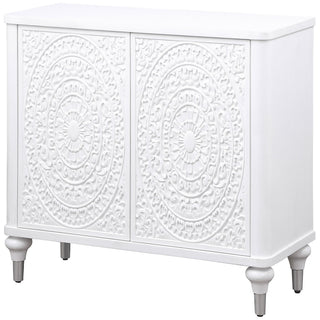 Cardella 2-door Mandala Accent Cabinet Distressed White