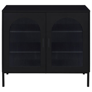 Jess 2-door Arched Fluted Glass Accent Cabinet Black