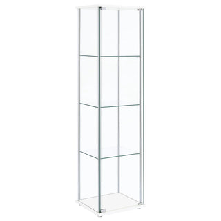Bellatrix 4-shelf Clear Glass Curio Cabinet White