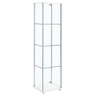Bellatrix 4-shelf Clear Glass Curio Cabinet White