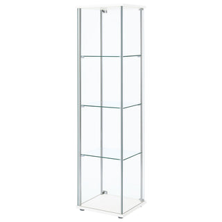 Bellatrix 4-shelf Clear Glass Curio Cabinet White