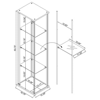Bellatrix 4-shelf Clear Glass Curio Cabinet White