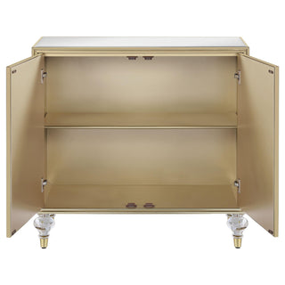 Astilbe 2-door Mirrored Accent Cabinet Silver and Champagne