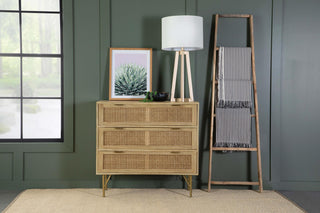 Zamora 3-drawer Wood Accent Cabinet with Woven Cane Natural