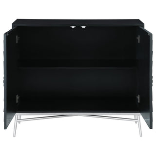 Josie 2-door Wood Sunburst Accent Cabinet Black and Silver