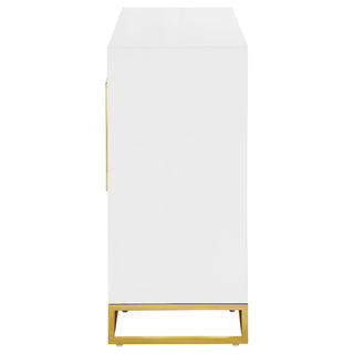 Elsa 2-door Wood Storage Accent Cabinet White and Gold