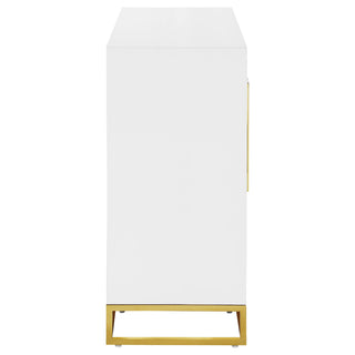 Elsa 2-door Wood Storage Accent Cabinet White and Gold