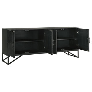Riddell 4-door Wood Reeding Accent Cabinet Matte Black