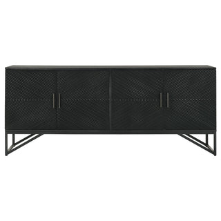 Riddell 4-door Wood Reeding Accent Cabinet Matte Black