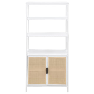 Amherst 3-shelf Radio Weave Cane Metal Accent Cabinet White