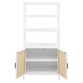 Amherst 3-shelf Radio Weave Cane Metal Accent Cabinet White