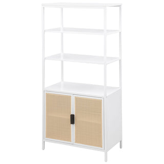 Amherst 3-shelf Radio Weave Cane Metal Accent Cabinet White