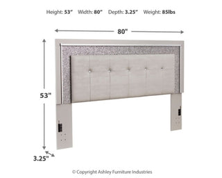 Zyniden King Upholstered Panel Headboard, Dresser and Mirror