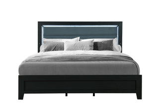 REID BLACK KING BED WITH LED