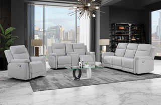 U1797 GREY RECLINING SOFA / CONSOLE RECLINING LOVESEAT