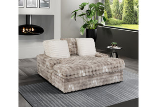 U8292 GREY SEAT CUSHION, BACK SEAT AND REST FRAME, RIGHT ARM AND 3 PILLOWS
