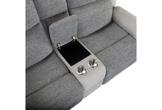 U6027 GREY/LIGHT GREY RECLINING SOFA/CONSOLE RECLINING LOVESEAT/GLIDER RECLINER
