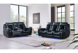 U0700 BLANCHE BLACK/VELVET POWER CONSOLE RECLINING LS WITH LED