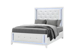 ALINA WHITE FULL BED FOOTBOARD WITH LED