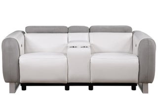 U8520 BLANCHE WHITE/GREY F06 POWER CONSOLE RECLINING LOVESEAT
