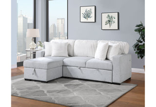U0204 LIGHT GREY/WHITE REVERSIBLE SOFA BED WITH USB