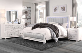 SANTORINI METALLIC WHITE QUEEN BED IN A BOX
